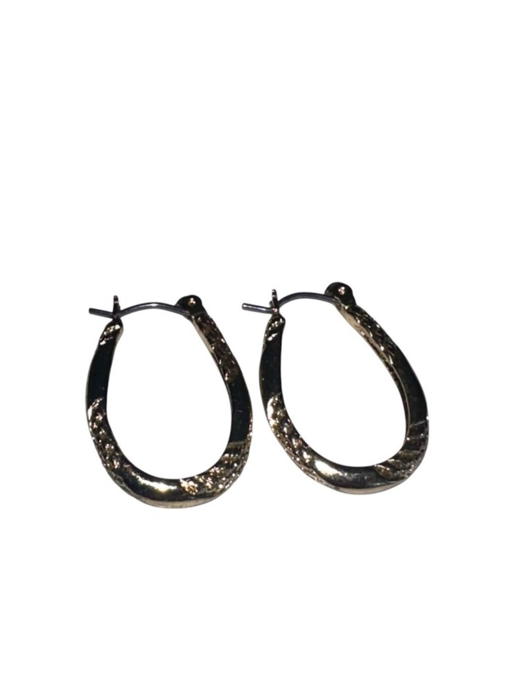 Vintage Monet Women’s Goldtone Hoop Earrings 7/8” Tapered Hoop Quilted